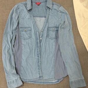 Guess Denim Button-Up Shirt in Light Blue